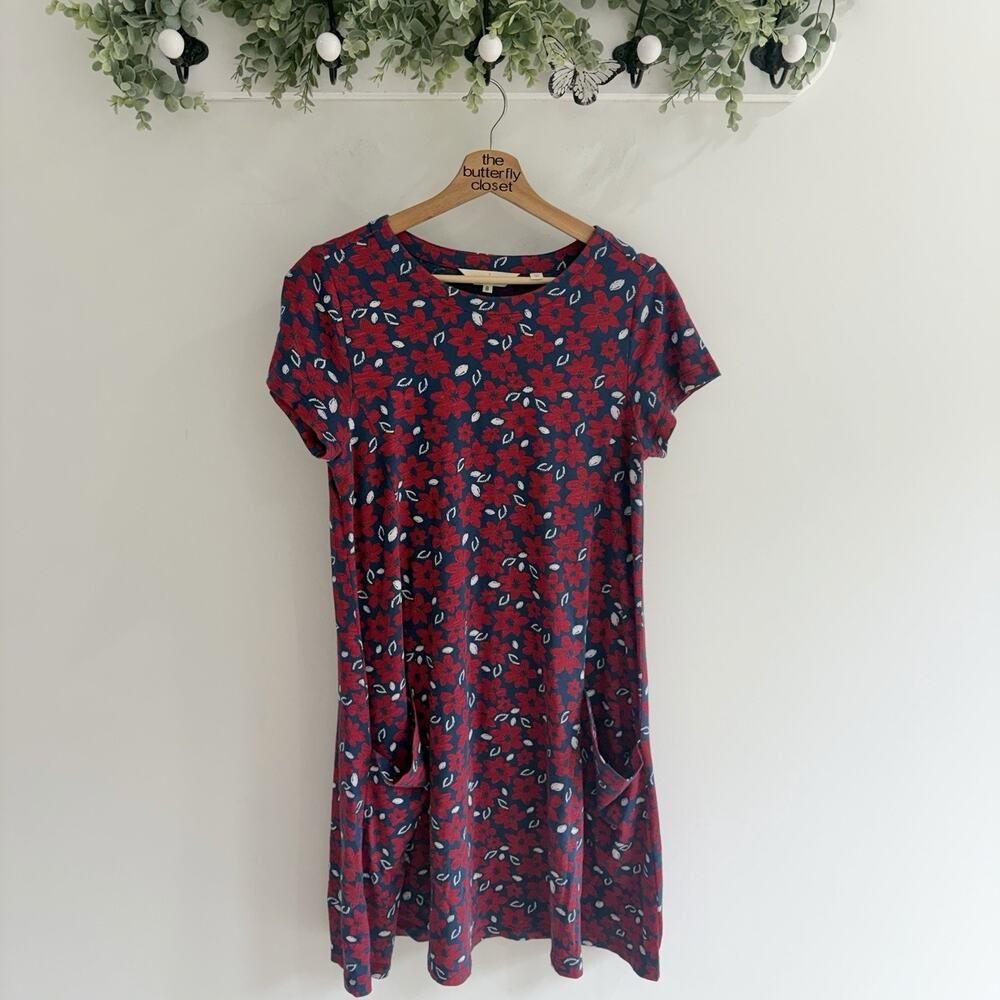 Seasalt cornwall Women’s navy and red floral Dress 8 Q 5707 pockets